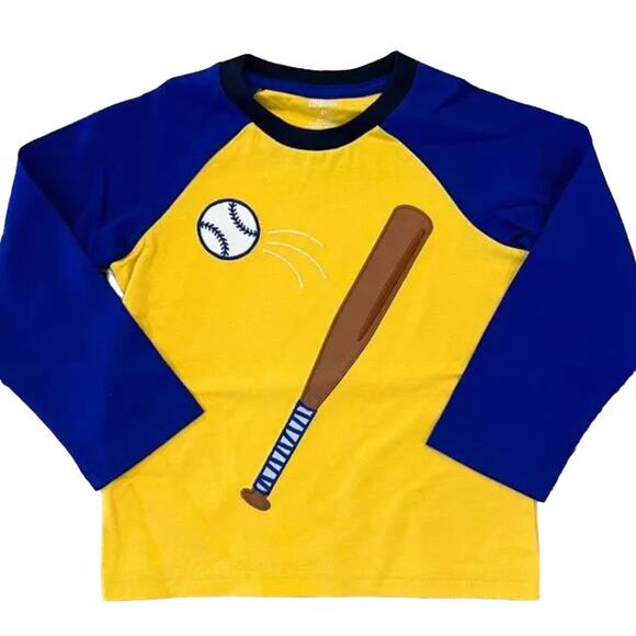 NWT Gymboree Blue & Gold W/Embroidered Baseball Bat & Ball Shirt - Picture 2 of 8